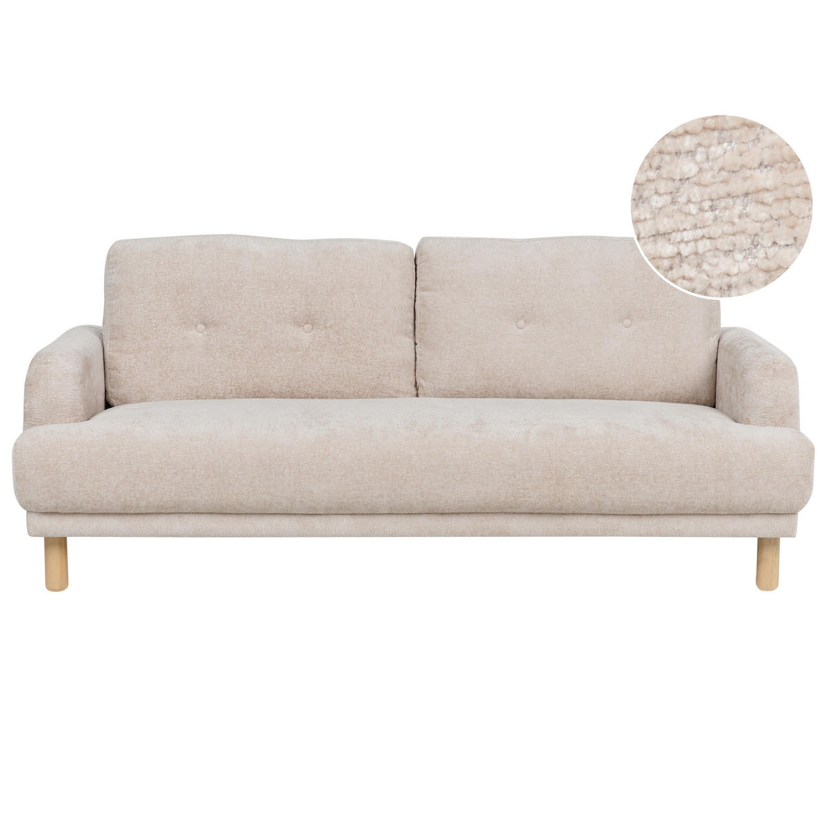 3-SITZER-SOFA Bouclé beige Tuve - Hellbraun/Beige, Textil (199/85/90cm) - Beliani