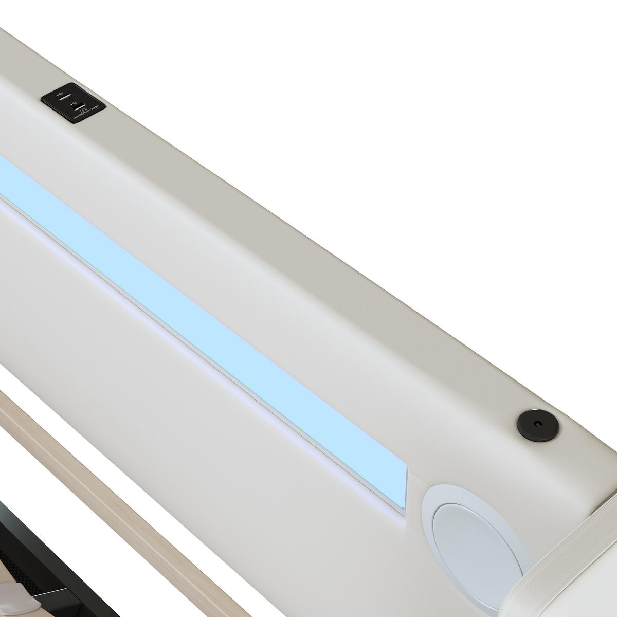 POLSTERBETT 140x200 cm LED USB weiß - Weiß, Textil (140/200cm) - LEBENLANG