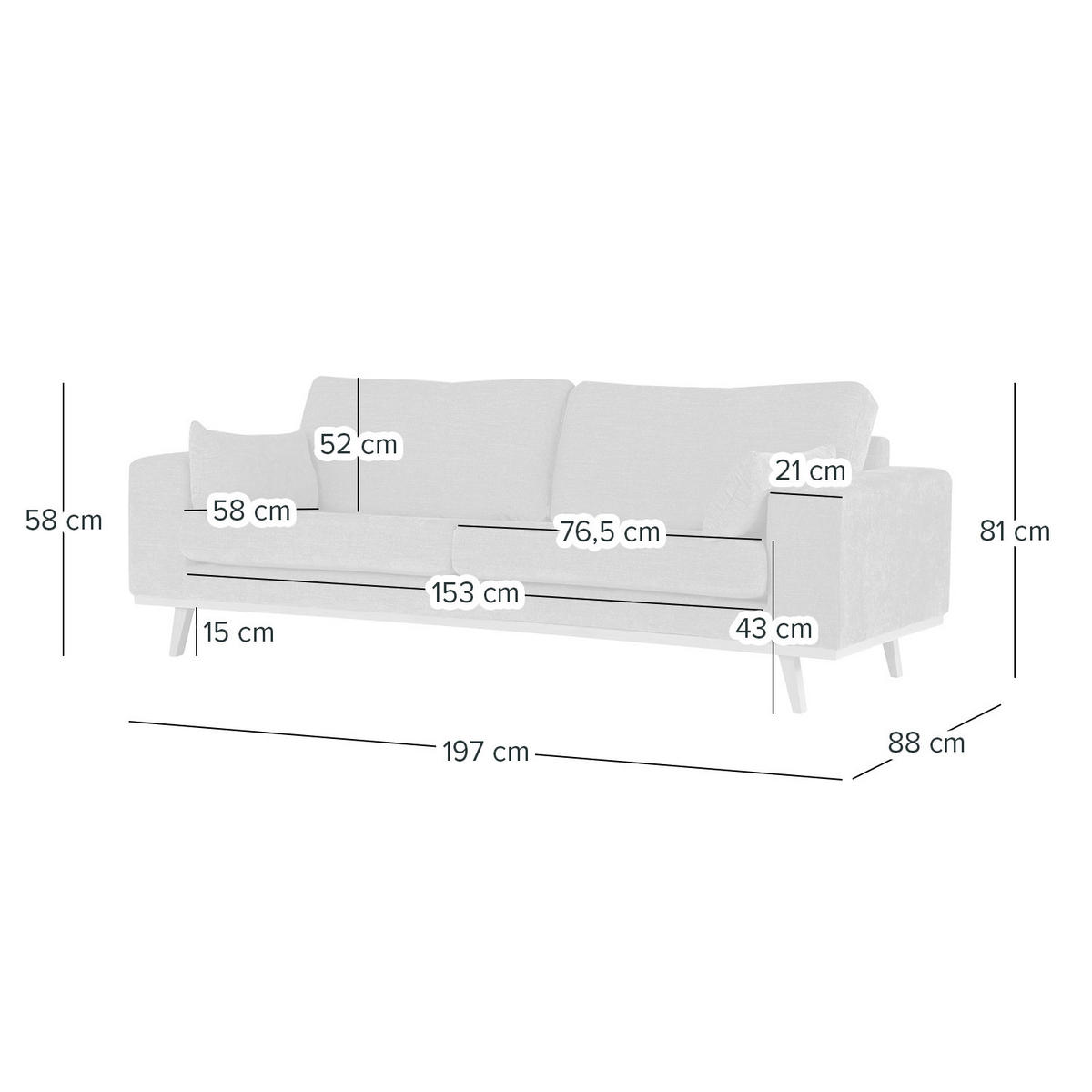 2-SITZER SOFA - Buchefarben/Dunkelblau, Textil (197/81/88cm) - home24