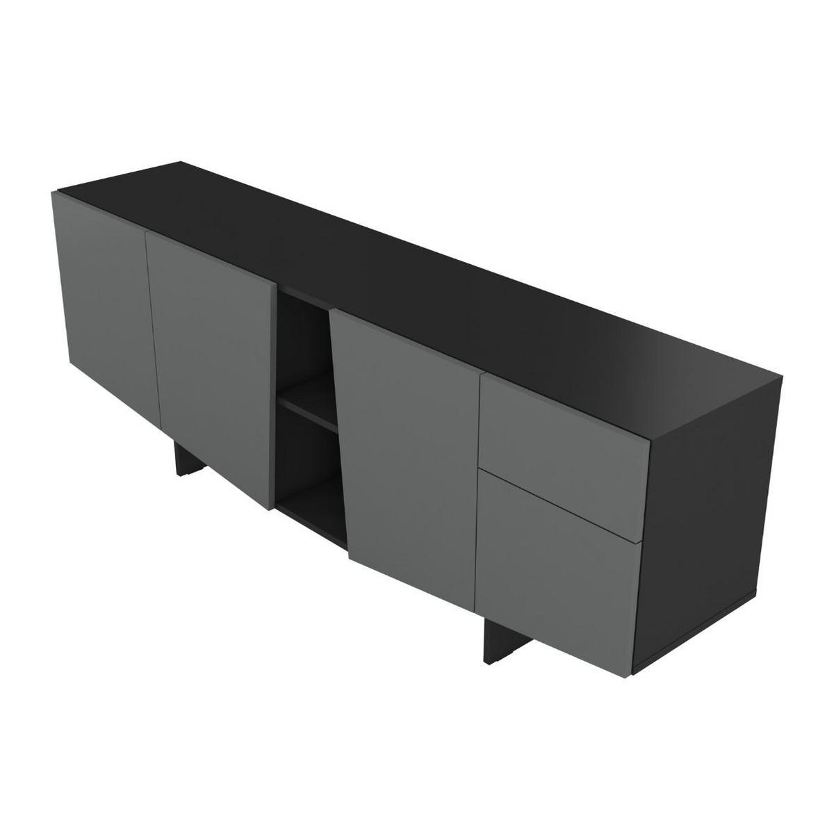 SIDEBOARD Wing, Asymmetrische Fronten, 200 cm, Schwarz und Grau - Schwarz/Grau, Holzwerkstoff (200.2/70/41.8cm) - Skandica