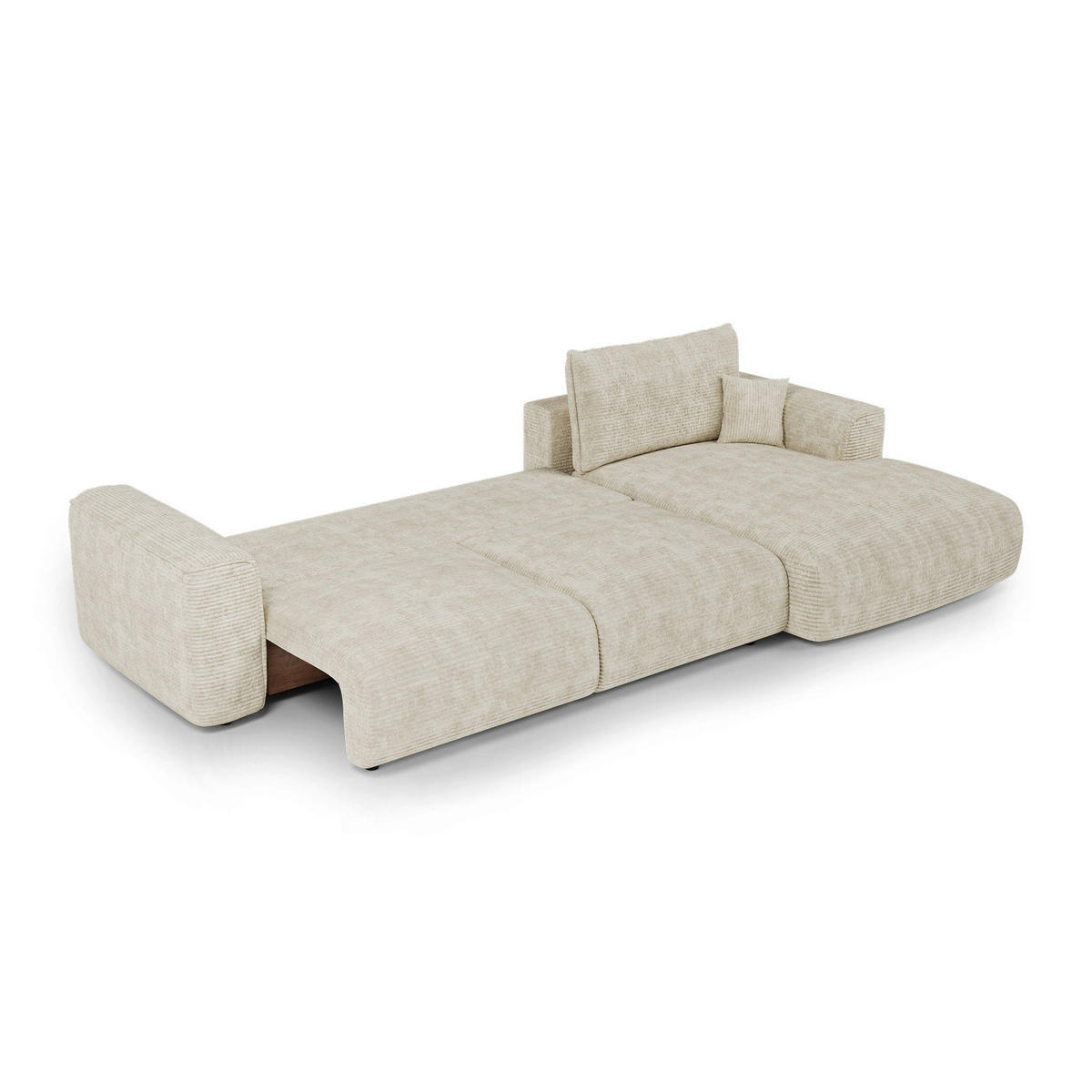 ECKSOFA rechtwinklig COMO Cord Creme 297cm - Creme, Textil (297/167cm) - Premium Interiors