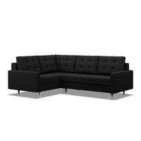 ECKSOFA LINKS MIT SCHLAFFUNKTION ELMA, Schwarz - Schwarz, Textil (223/172cm) - Mebligo