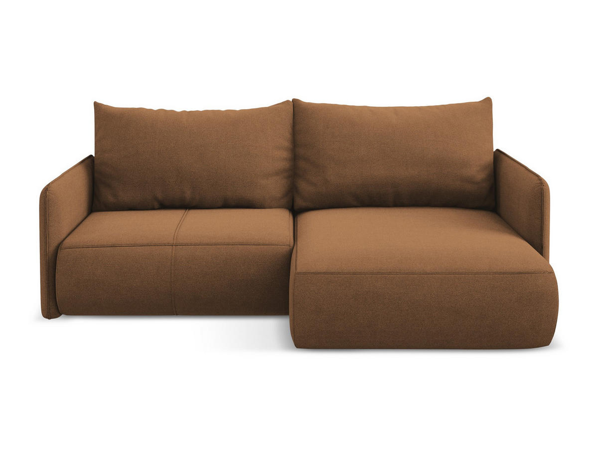 ECKSOFA mit Schlaffunktion Strukturstoff Stoff Orange - Terra cotta/Schwarz, Kunststoff/Textil (207/148cm) - Makamii