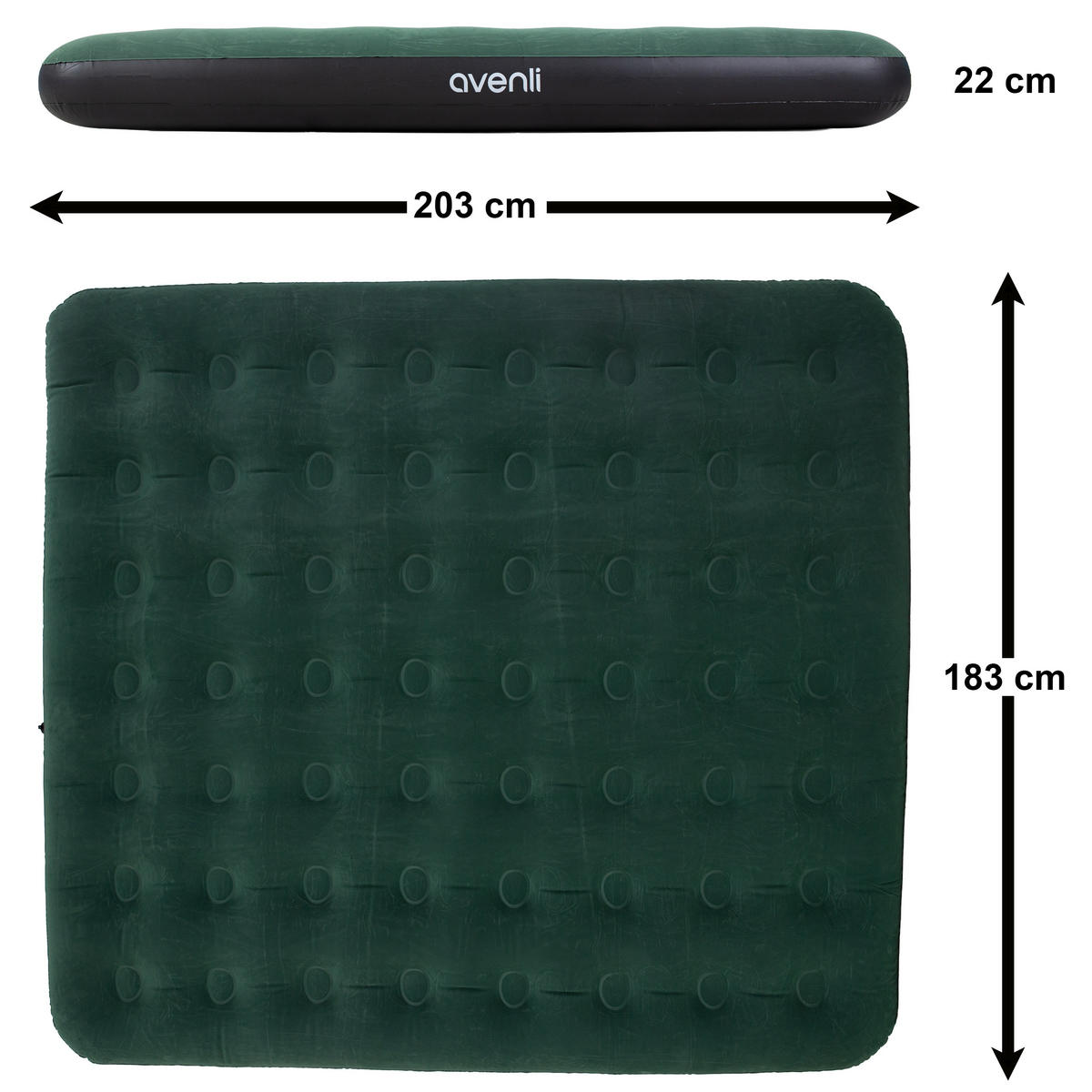 LUFTBETT Luftmatratze 2-3 Personen Camping CloudCoil grün 203x183x22cm - Grün, Kunststoff (183/203cm) - Avenli