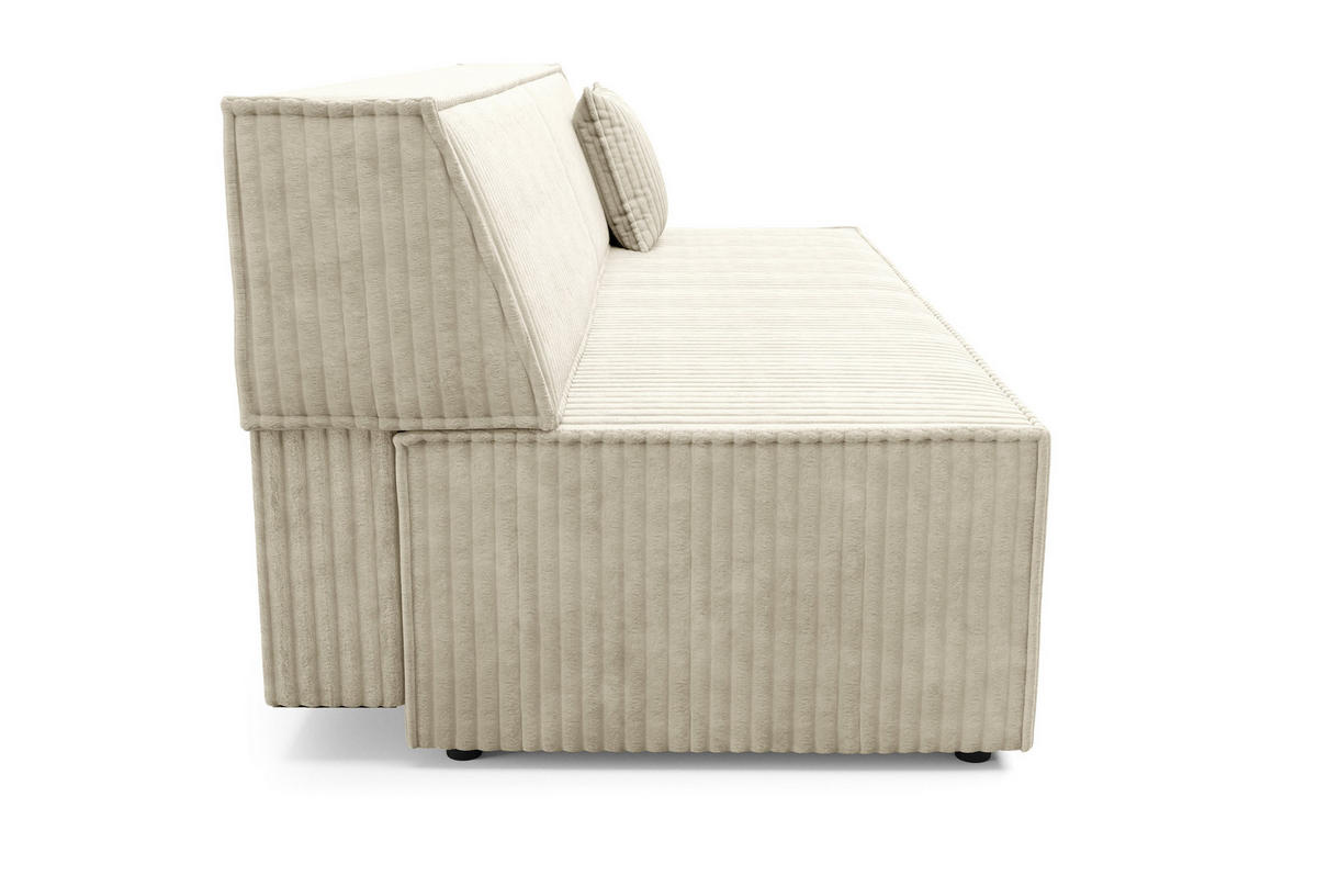 BETTSOFA TESSO Ecru Kordstoff mit Schlaffunktion - Ecru, Holz (202/74/94cm) - MASSENO
