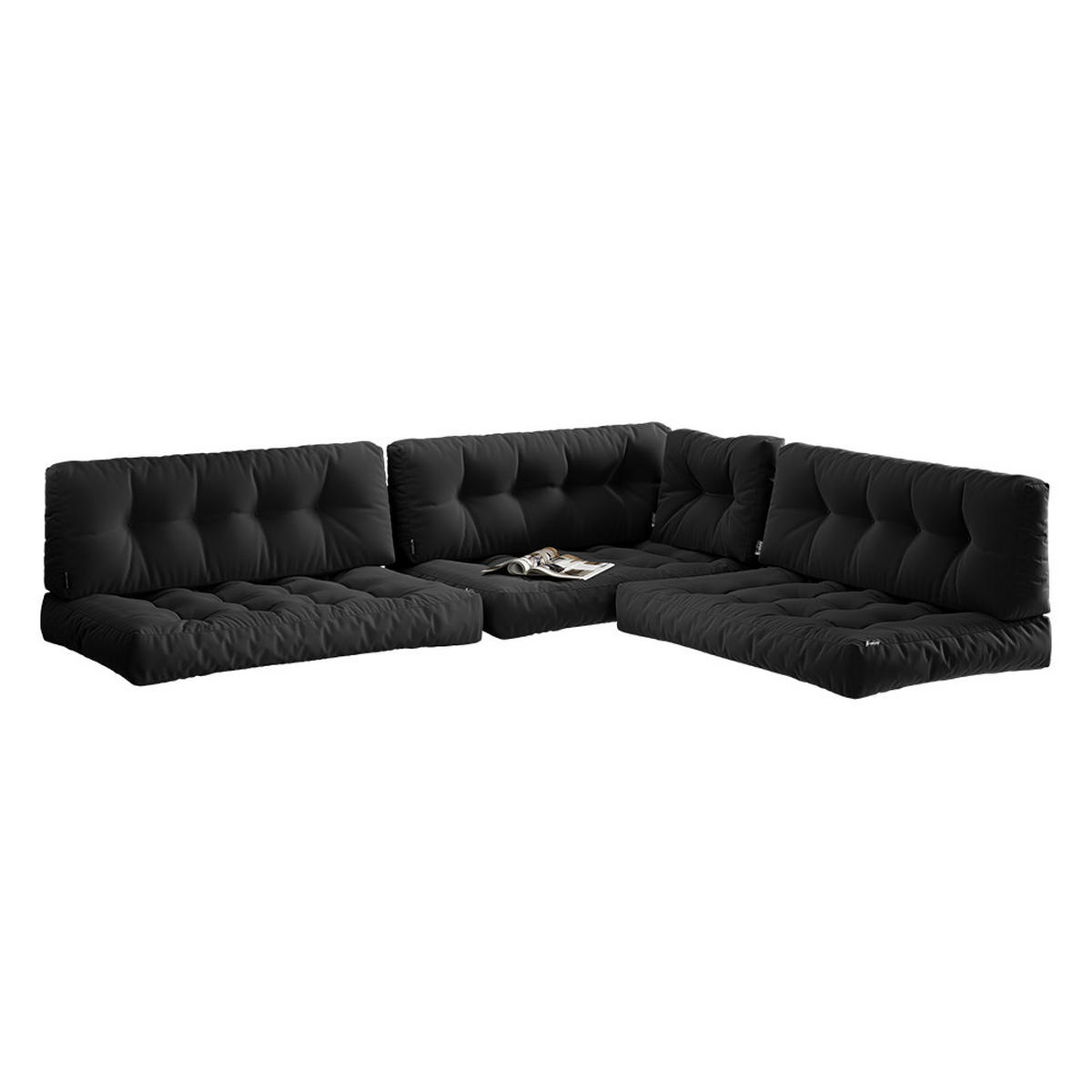 PALETTENKISSEN SET Ohio Anthrazit 7 Teile, wasserabweisend - Anthrazit, Textil (120/15/80cm) - Vicco