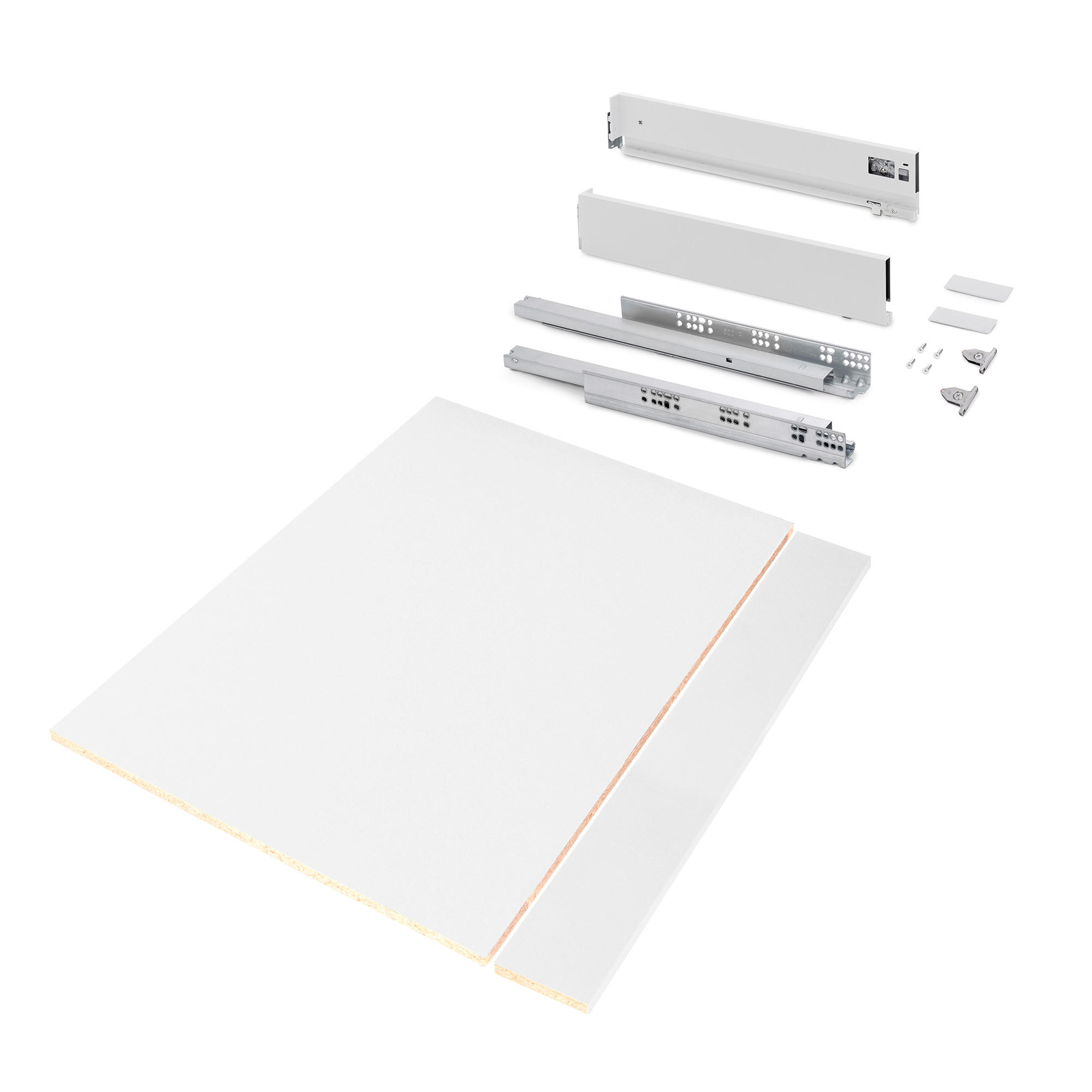 SCHUBLADEGARNITUR Vertex für Küche oder Badezimmer, Höhe 93mm, mit Einlegeböden, Modul 900mm, Weiß lackiert - Weiß, Metall (1.5/10/50cm) - EMUCA
