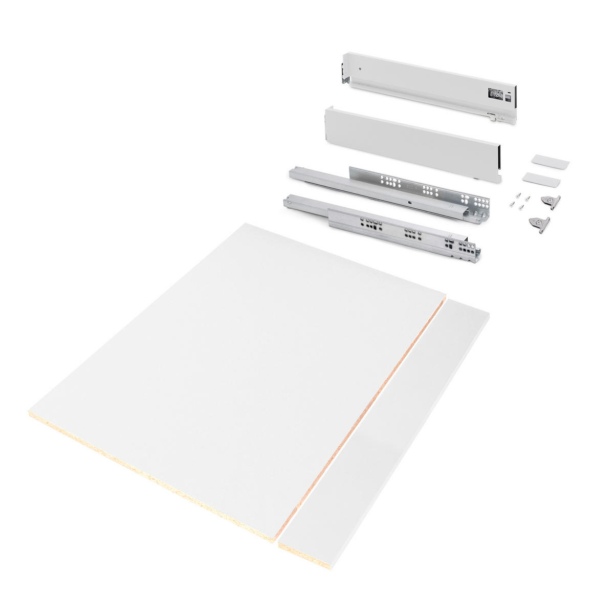 SCHUBLADEGARNITUR Vertex für Küche oder Badezimmer, Höhe 93mm, mit Einlegeböden, Modul 900mm, Weiß lackiert - Weiß, Metall (53/8/88.5cm) - EMUCA