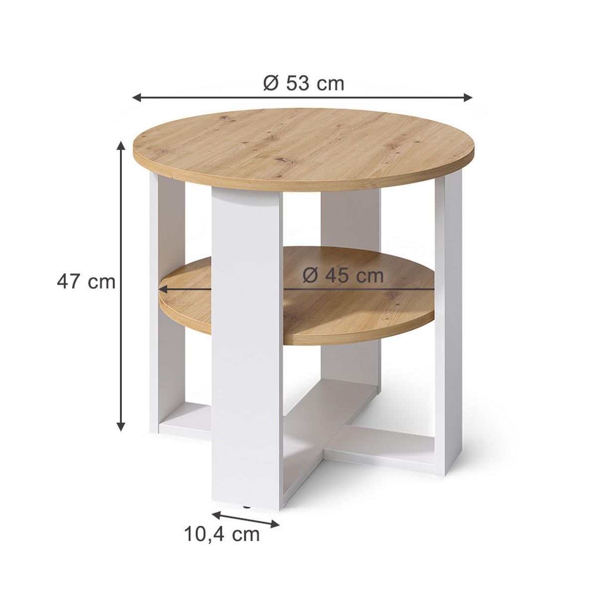 COUCHTISCH Romeo, Weiß/Artisan-Eiche, 53 x 53 cm - Weiß/Eiche Artisan, Holzwerkstoff (53/53/47cm) - Vicco