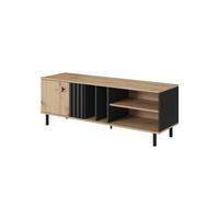 TV-SCHRANK Madis Artisan Eiche, eintürig - Schwarz/Eiche Artisan, Holzwerkstoff (138/49/40cm) - Bettso