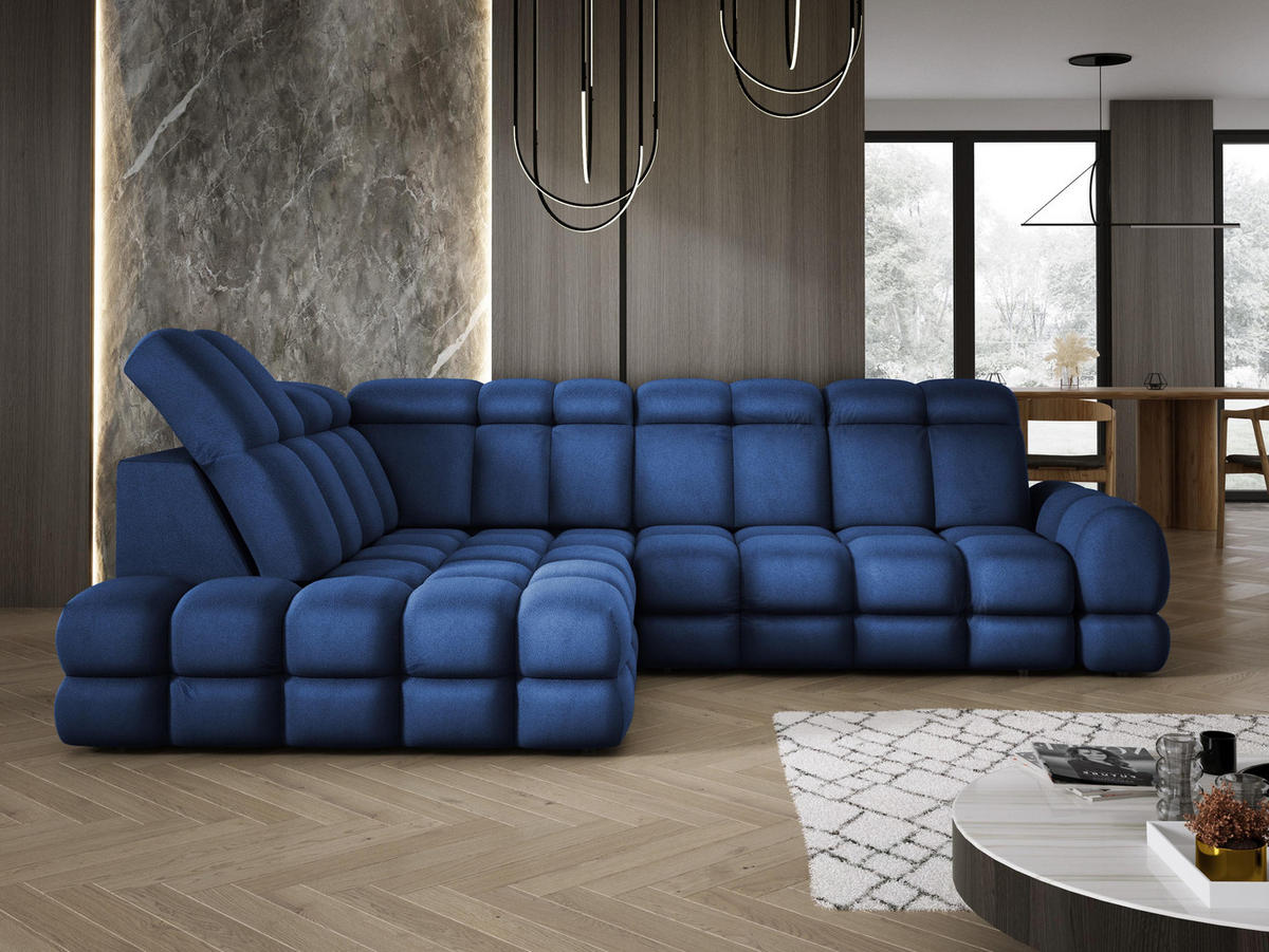 ECKSOFA TOLLO Solar-stoff L-form 302x217x105 cm blau - Blau, Holz/Textil (302/217cm) - DomoHome