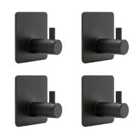 HANDTUCHHALTER selbstklebender Haken (4-tlg.) - Schwarz, Metall (4.5/3/4.5cm) - Intirilife