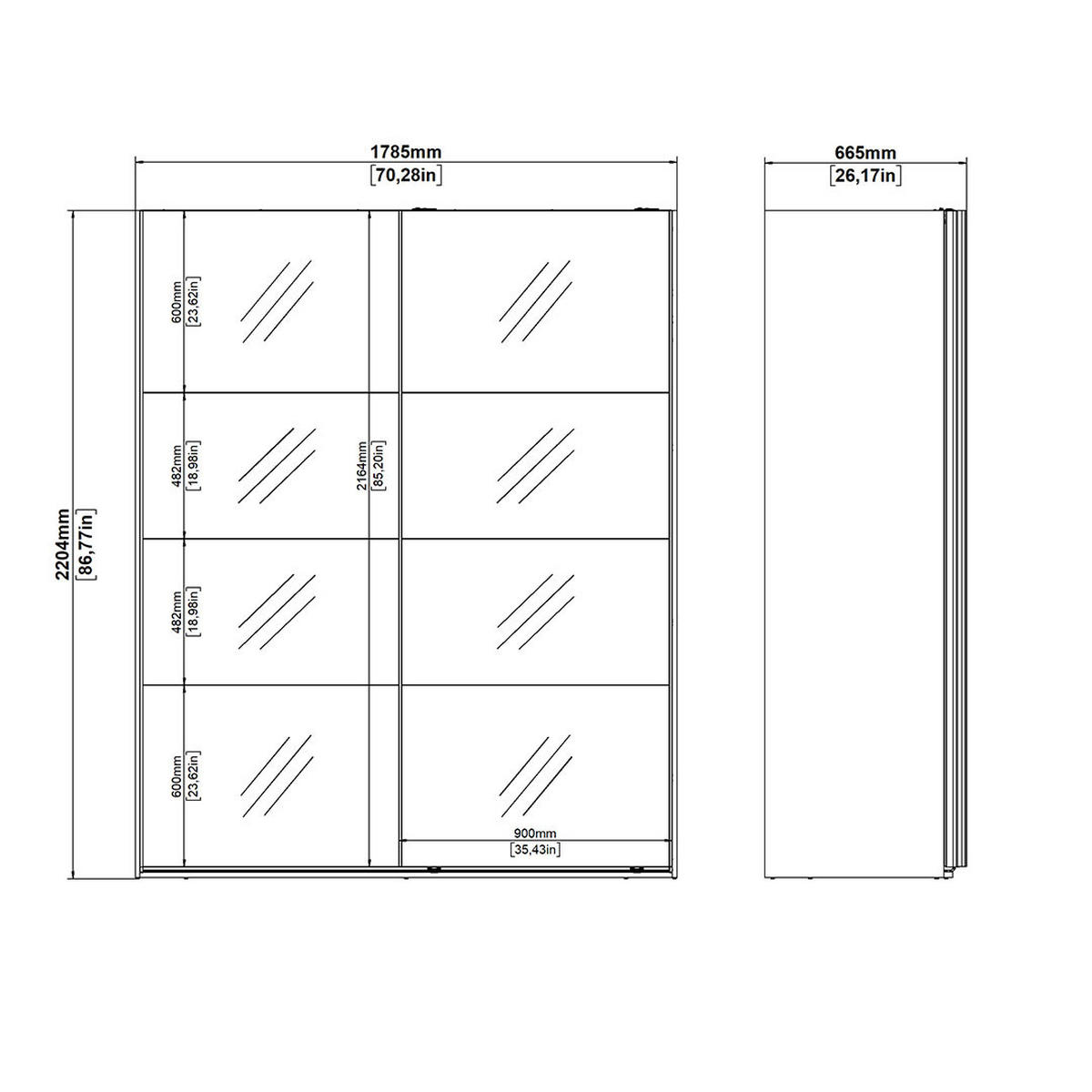 SCHIEBETÜRENSCHRANK, Catania, Schwarz, Holzwerkstoff, 179 x 67 x 221 cm - Schwarz, Holzwerkstoff (179/221/67cm) - ebuy24