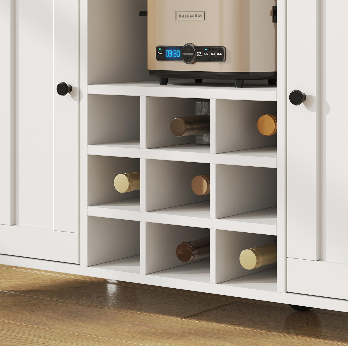 KÜCHENWAGEN 104x39.5x91.5cm Weiß mit 3 Schubladen & Weinrutsche - Weiß, Holzwerkstoff (104/91.5/39.5cm) - Modfu