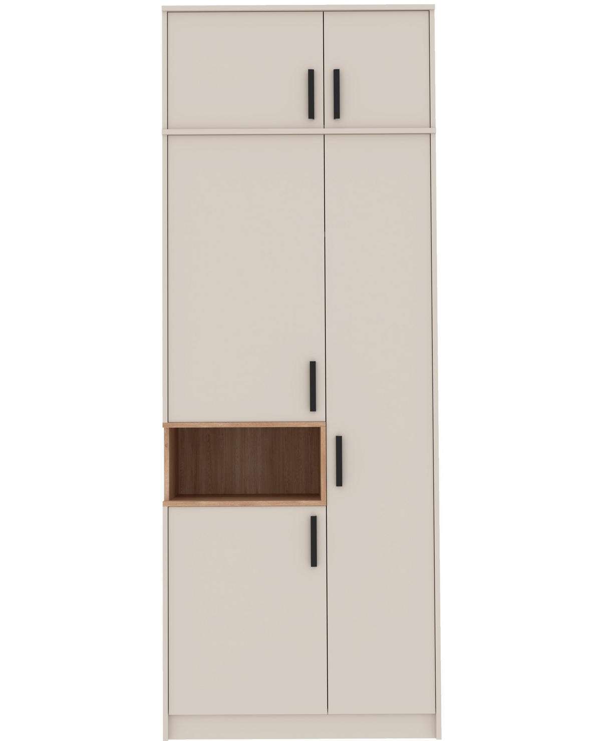 KLEIDERSCHRANK MIT AUFSATZ GRANT G1/18B GRAUBEIGE CASHMERE 88/235/54 - Kaschmir/Schwarz, Holzwerkstoff (88/235/54cm) - Marmex Möbel