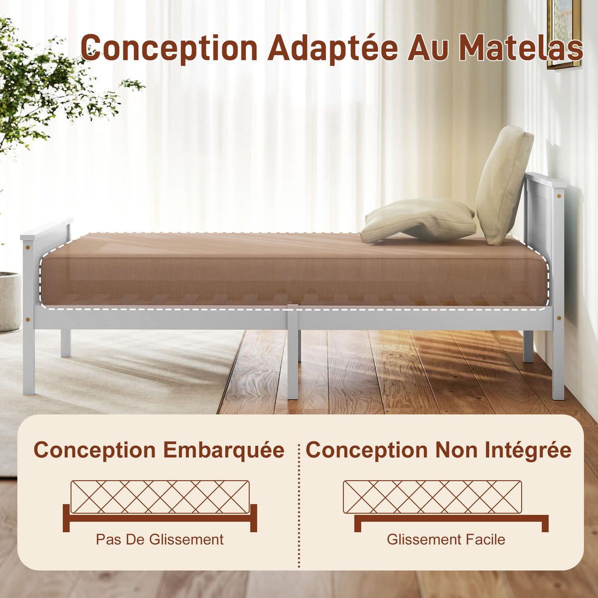 BETT 90x200 cm DE-14609 mit Lattenrost, Kopfteil und Fußteil Weiß - Weiß, Textil (90/200cm) - ComfortXL