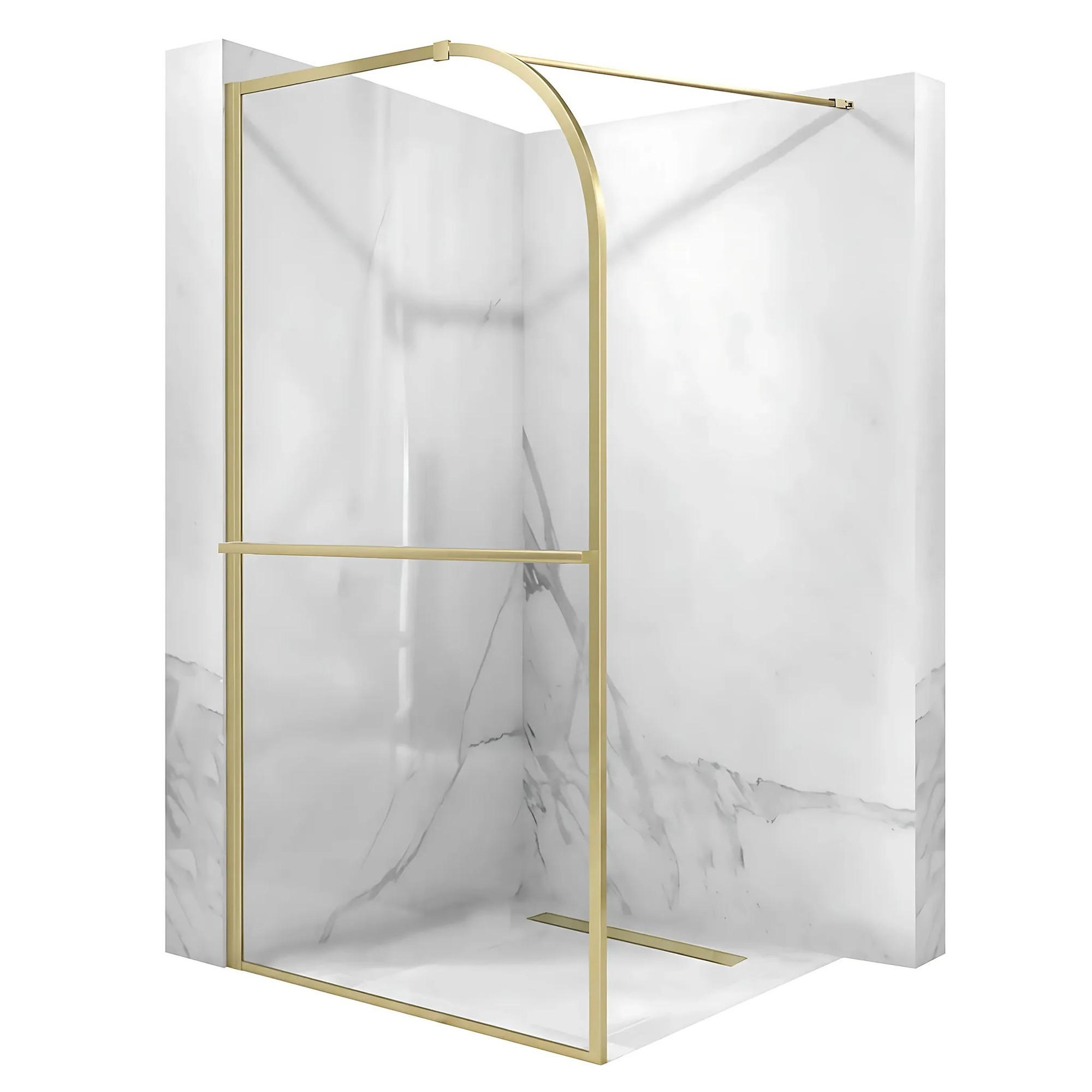 DUSCHWAND Rea Sky Brush Gold 100 - Goldfarben, Glas (100/200cm) - REA