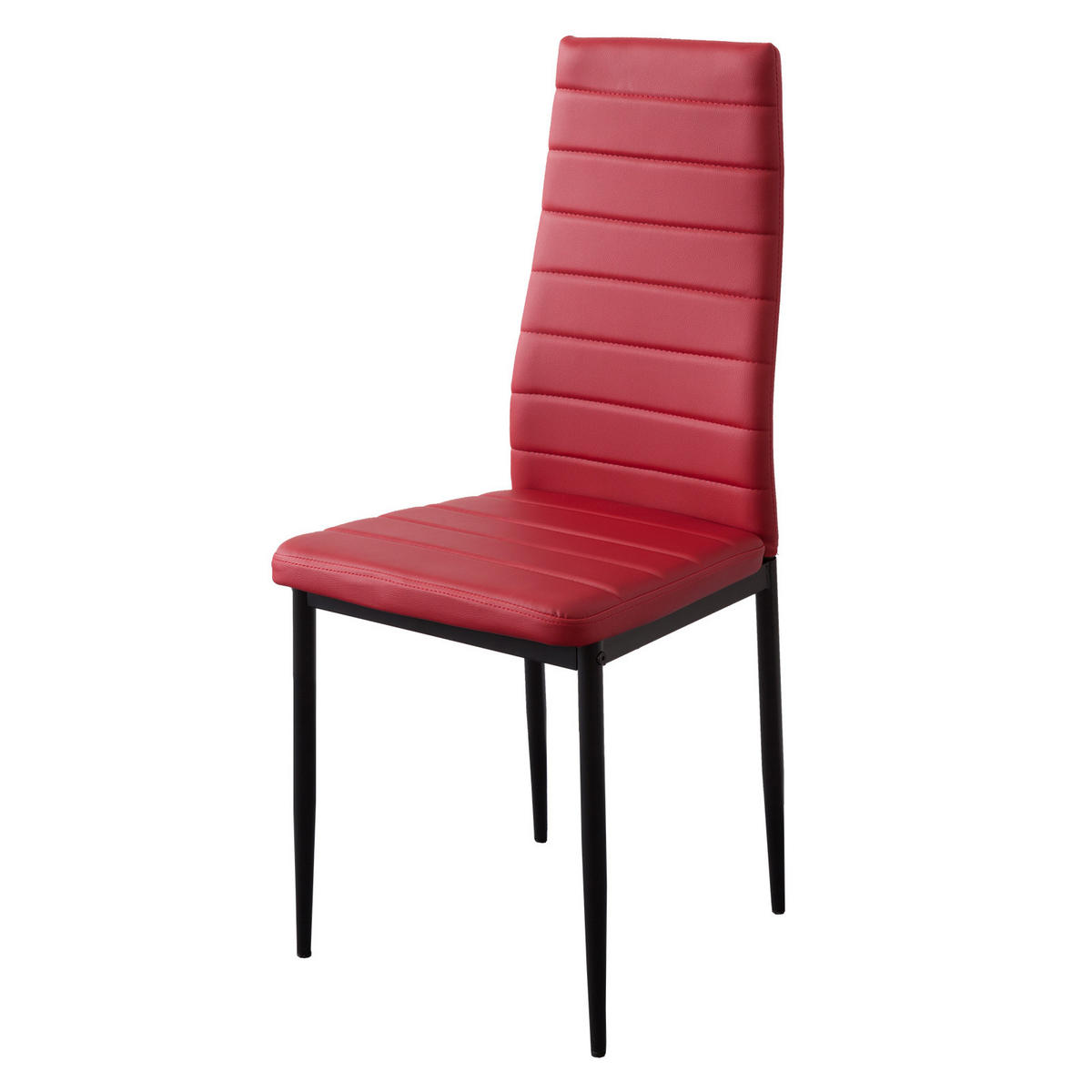 STUHL MILANO Lederimitat Metallbeine 4er Set Rot - Rot, Kunststoff/Metall (42/98/43cm) - Albatros