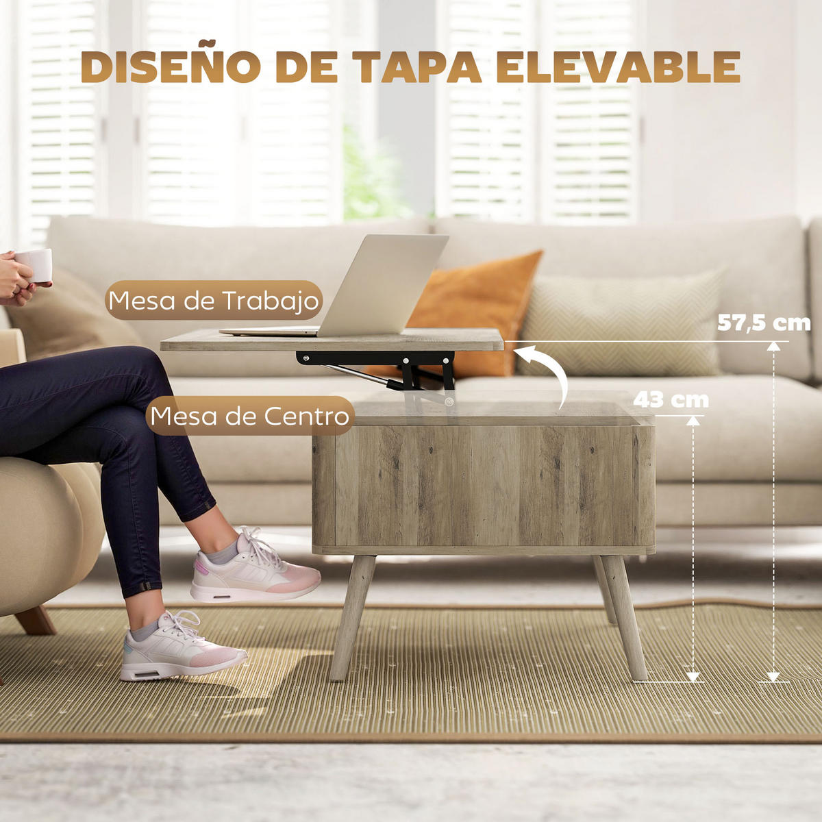 COUCHTISCH Beige 1 Stück - Beige, Kunststoff (91/56/43cm) - GiPP
