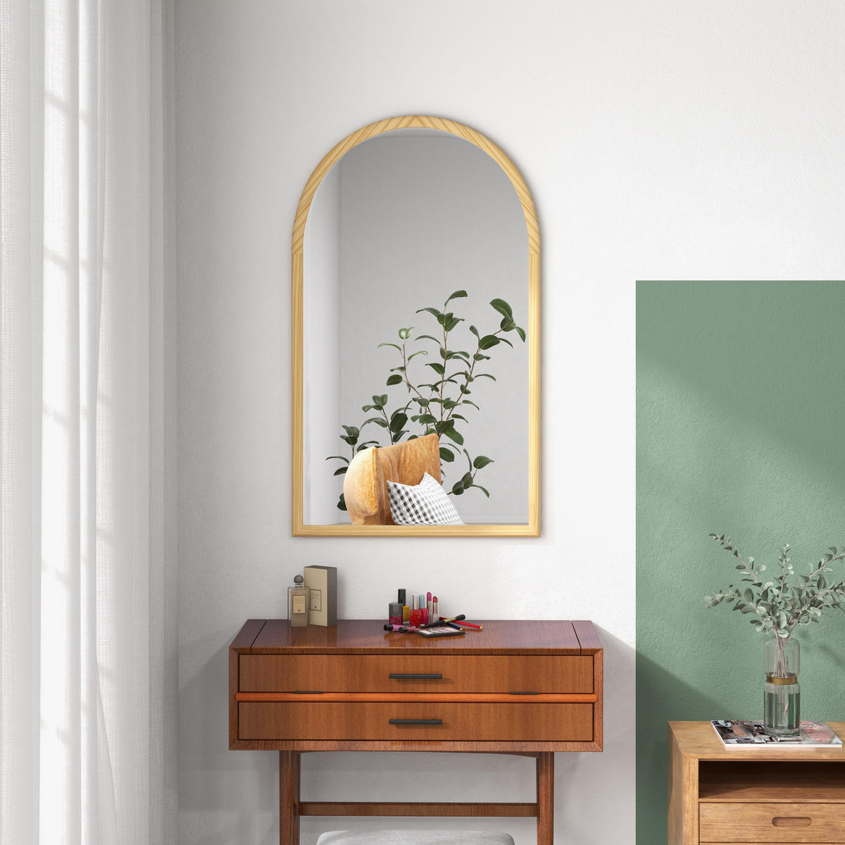 WANDSPIEGEL Naturfarben 65/110 cm - Naturfarben, Glas (65/110/3.5cm) - PANGIVO