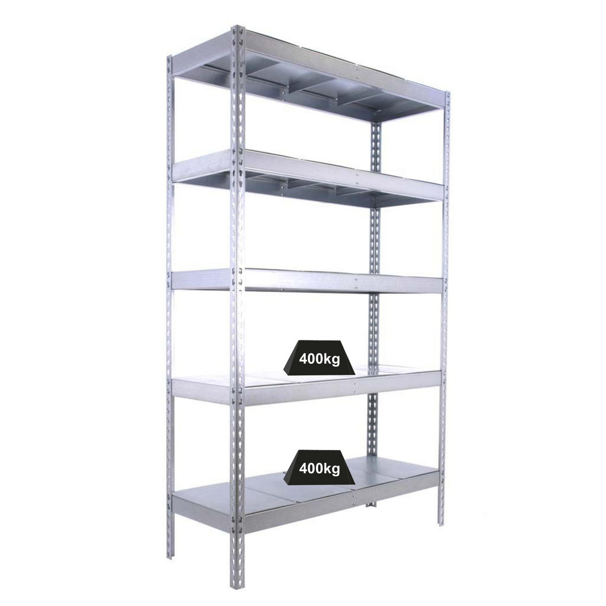 SCHWERLASTREGAL BIG METAL YETI FIVE | HxBxT 200x120x75cm | Fachlast 400kg | Verzinkt - Silberfarben, Metall (120/200/75cm) - PROREGAL