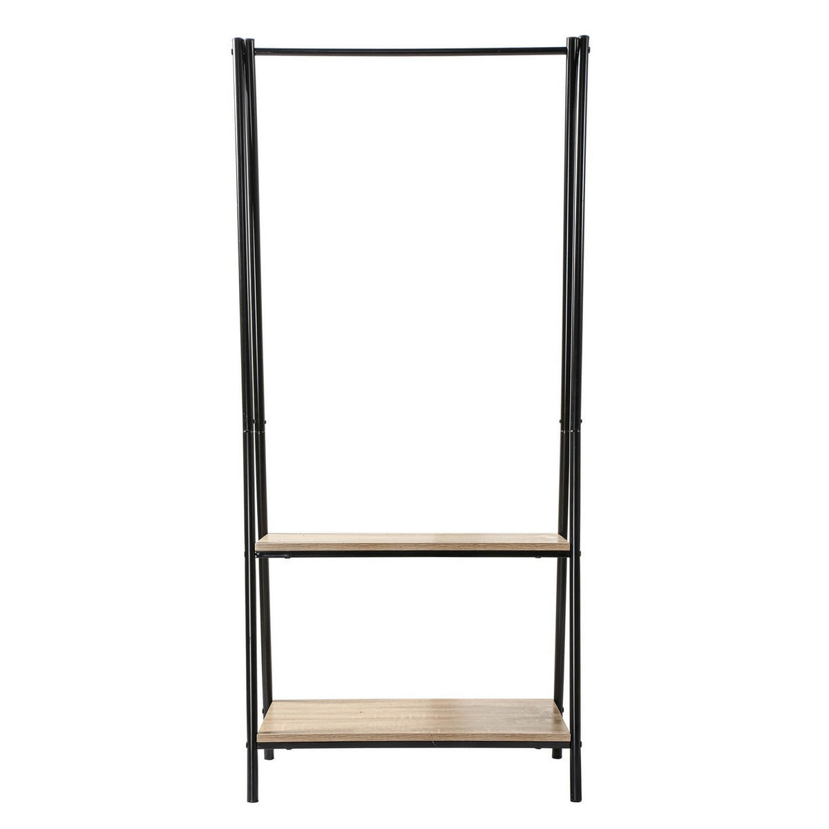 GARDEROBENSTÄNDER mit 2 Regalen - 64.5/40/151 cm - Schwarz, Metall (40/151/64.5cm) - Calicosy