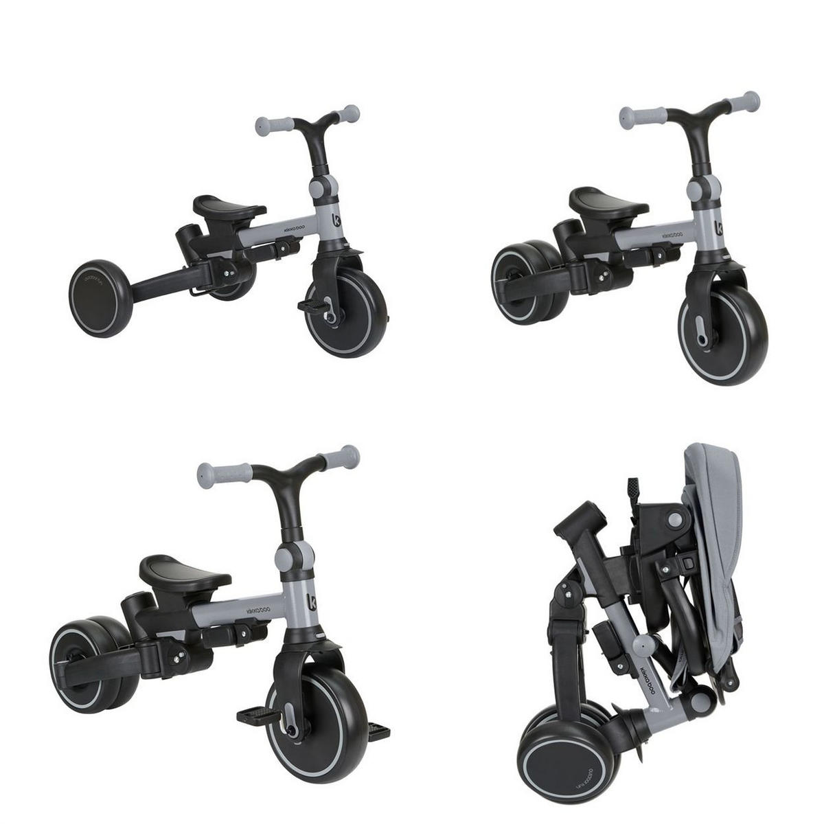 DREIRAD Aluma 5 in 1 Laufrad grau Schiebegriff Fußstütze Tragegriff Bremse - Grau, Metall (71/49/99cm) - Kikka boo