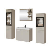 BADMÖBEL-SET Madrit I mit weißer LED Beleuchtung - Kaschmir, Holzwerkstoff (30/132/30cm) - MIRJAN24