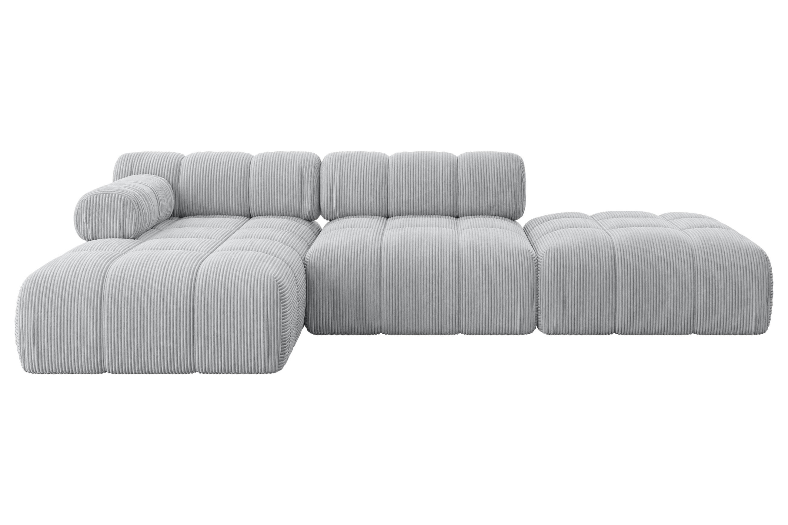 ECKSOFA modulares Sofa Lizur-L1 - 285x160x70 cm Grau Cord - Grau, Holzwerkstoff/Textil (285/160cm) - ALTDECOR