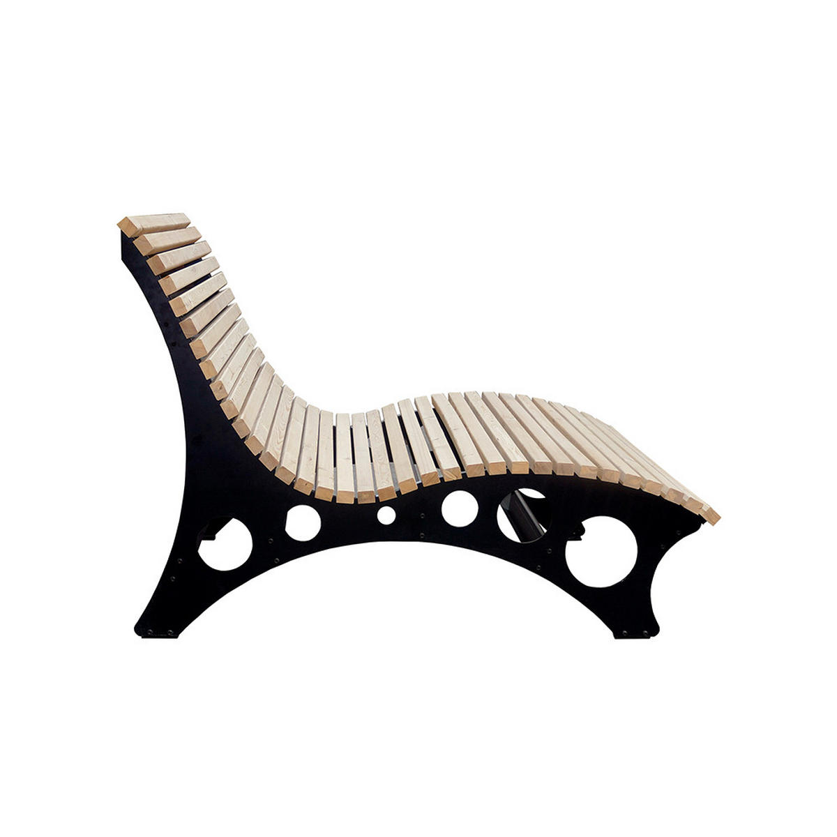 WELLENHOLZLIEGE TAIGA - 120 cm - Naturfarben, Holz (120/114/157cm) - Home Deluxe