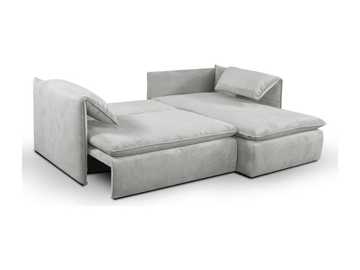 ECKSOFA mit Schlaffunktion - Ecke Rechts - Feincord - Hellgrau - TEODORA - Hellgrau, Textil (230/166cm) - Vente-Unique