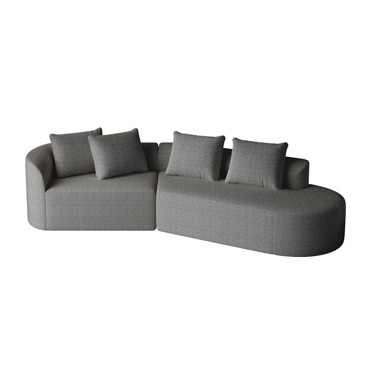 SOFA 4-Sitzer mit luxuriöser Chenille-Polsterung Dunkelgrau 300/100/80 cm - Dunkelgrau, Textil (91.4/81.2/294.4cm) - OKWISH