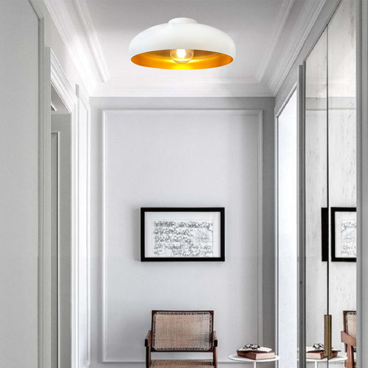 DECKENLEUCHTE Androa Lampe - Goldfarben/Weiß, Metall (40/40/20cm) - Bamyum
