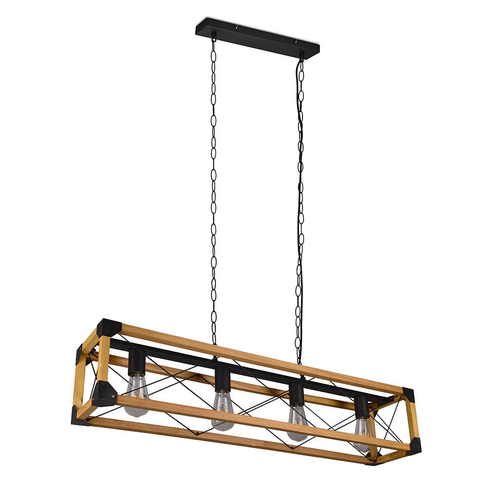 HÄNGELEUCHTE Holz Metall Schwarz Natur - Braun, Holz (100/20/150cm)