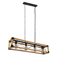 HÄNGELEUCHTE Holz Metall Schwarz Natur - Braun, Holz (100/20/150cm)