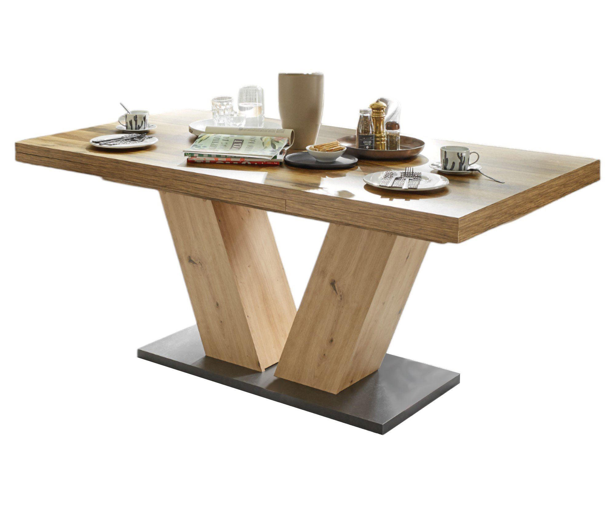 ESSTISCH ausziehbar Elena 160x90x76 Asteiche/Plankeneiche - Hellbraun, Holzwerkstoff (160/90/76cm) - 58aufmkessel
