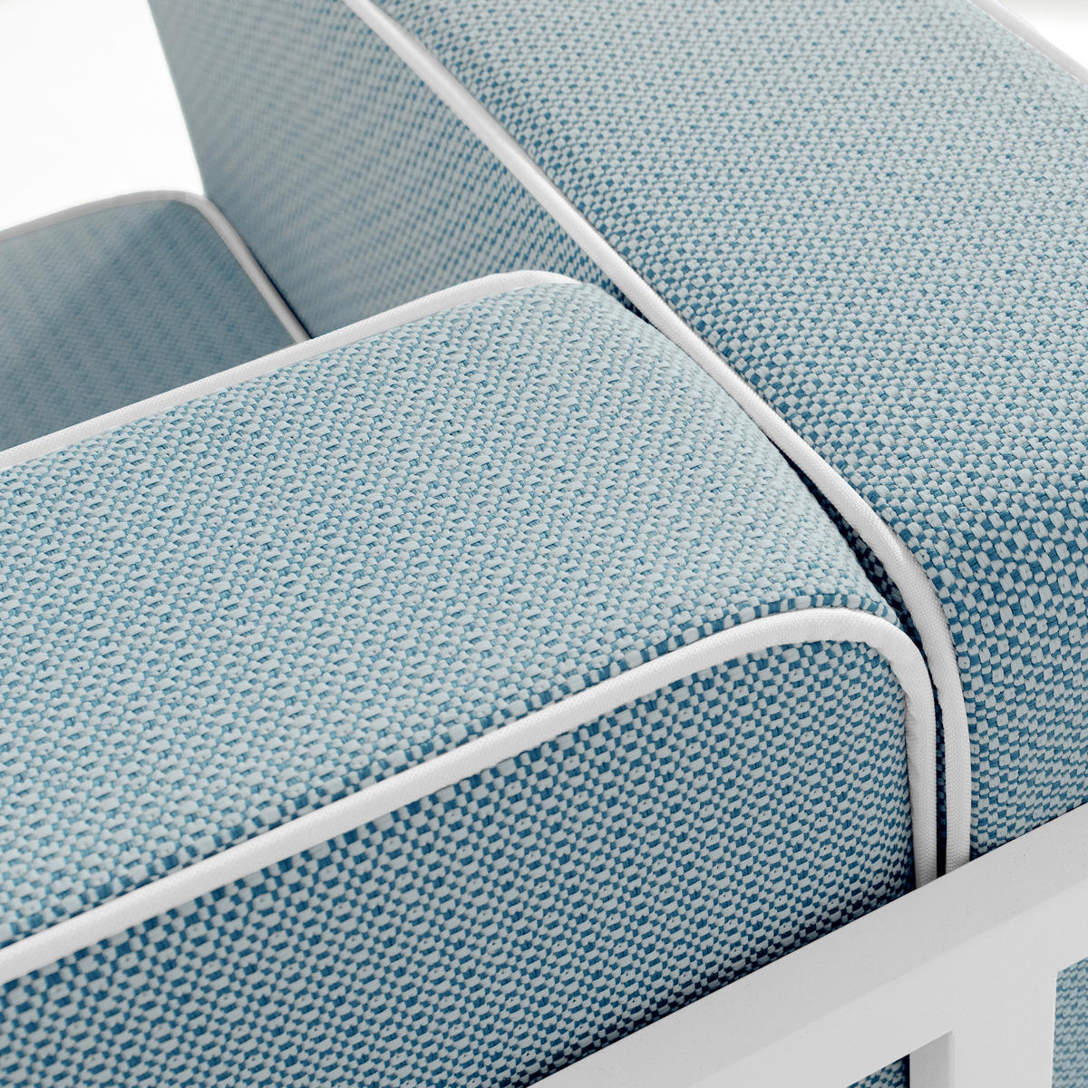 GARTENSOFA TRIGLO 2-Personen, Stahlrahmen, Modern, Weiß - Blau/Weiß, Textil/Metall (164/70/69cm) - KONSIMO®