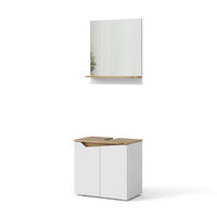 BADMÖBEL-SET Marelle Weiß 2 Teile - Weiß/Eiche Artisan, Holzwerkstoff (60/57/35cm) - Vicco