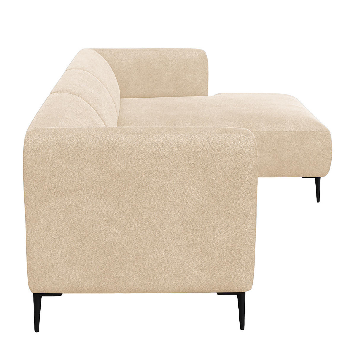 2,5-SITZER ECKSOFA mit Longchair - Beige/Schwarz, Textil/Metall (271/148cm) - home24