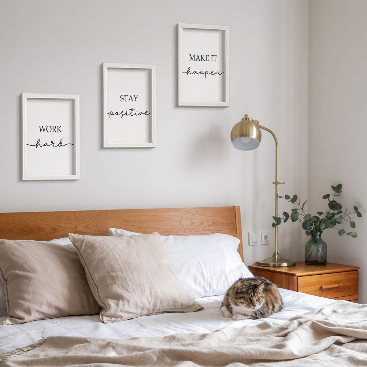 WANDBILDER 3er-Set - 20x30 cm Weißer Rahmen - Minimalistische Motivationsinschriften - Weiß, Kunststoff (20/30cm) - ArtPrintCave