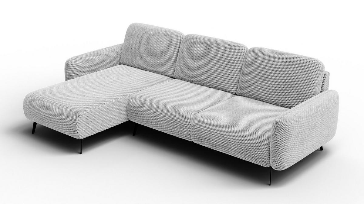 ECKSOFA FEBE 4-Sitzer links, hellgrau - Hellgrau/Schwarz, Holz/Textil (264/157cm) - Courtois Laville