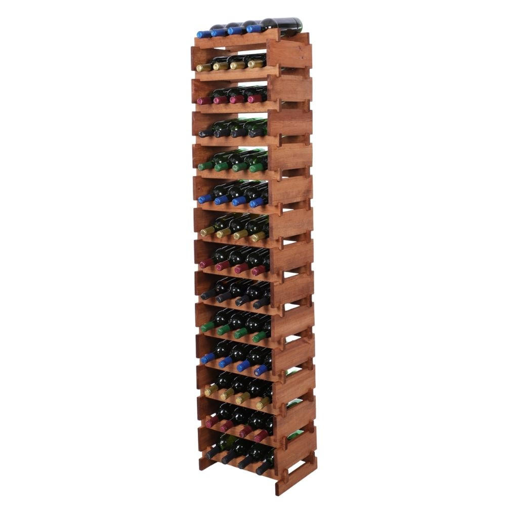 WEINREGAL VINOTECA FLEX PRO HxBxT 191x46x28cm 56 Flaschen auf 14 Ebenen Braun geölt - Braun, Holz (46/191/28cm) - PROREGAL