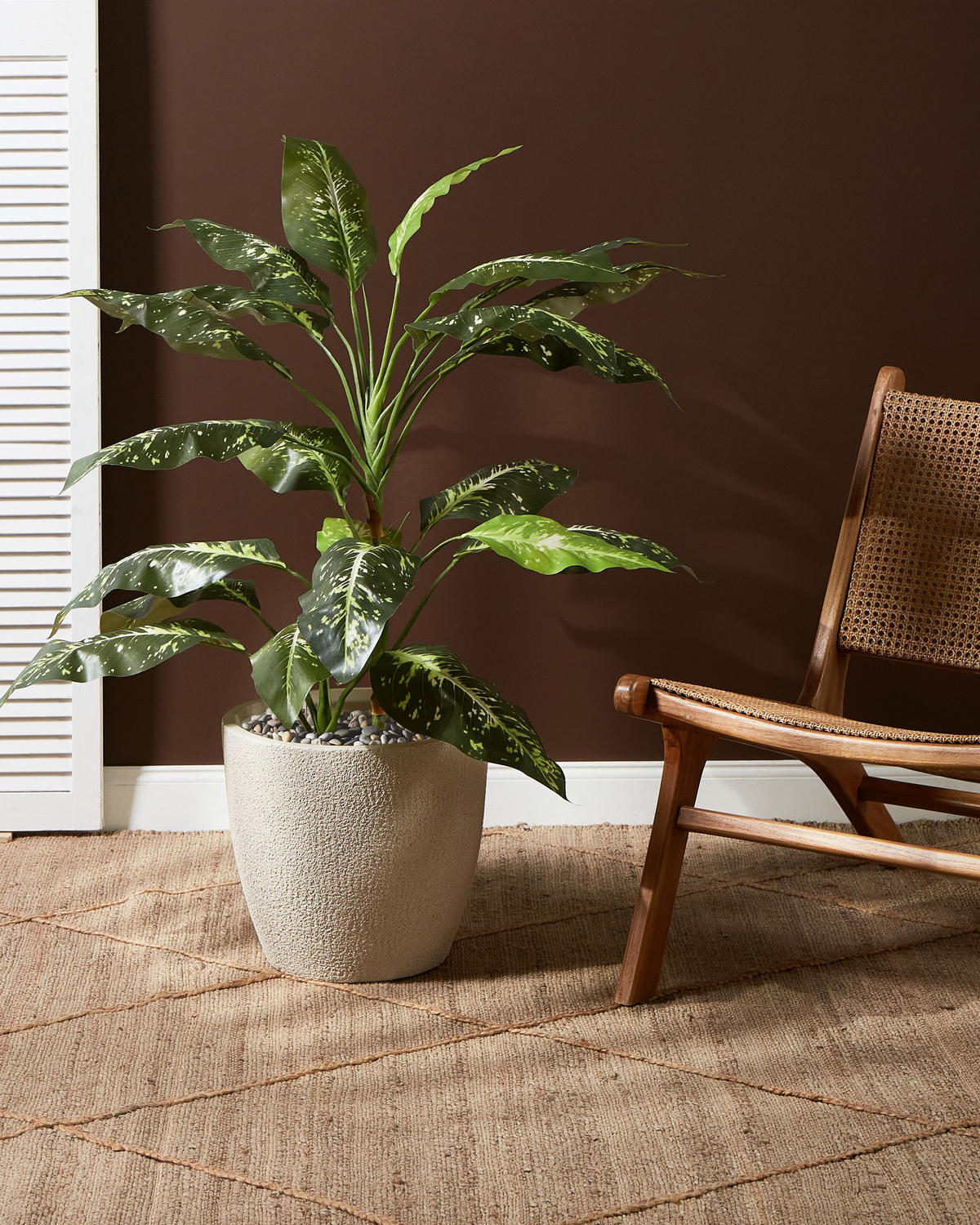 BLUMENTOPF Weiß Kannia - Weiß, Naturmaterialien (32cm) - Beliani