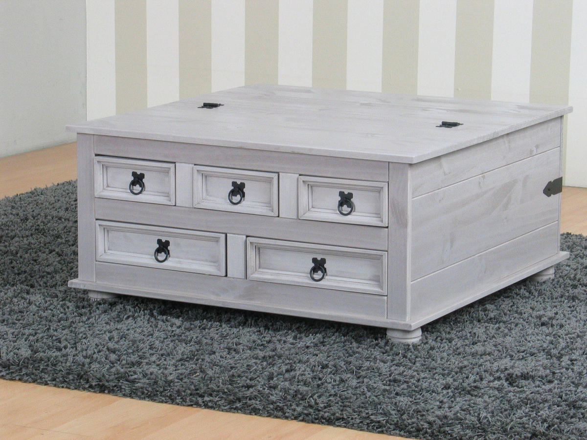 COUCHTISCH mit 5 Schubladen 91x91 cm in grau - Grau, Holzwerkstoff (92/92/45cm) - ebuy24