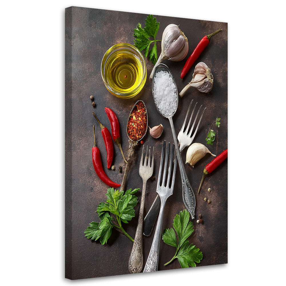 LEINWANDBILD Gewürze Paprika Food Kitchen 40x60cm - Multicolor, Textil (40/60cm) - Feeby
