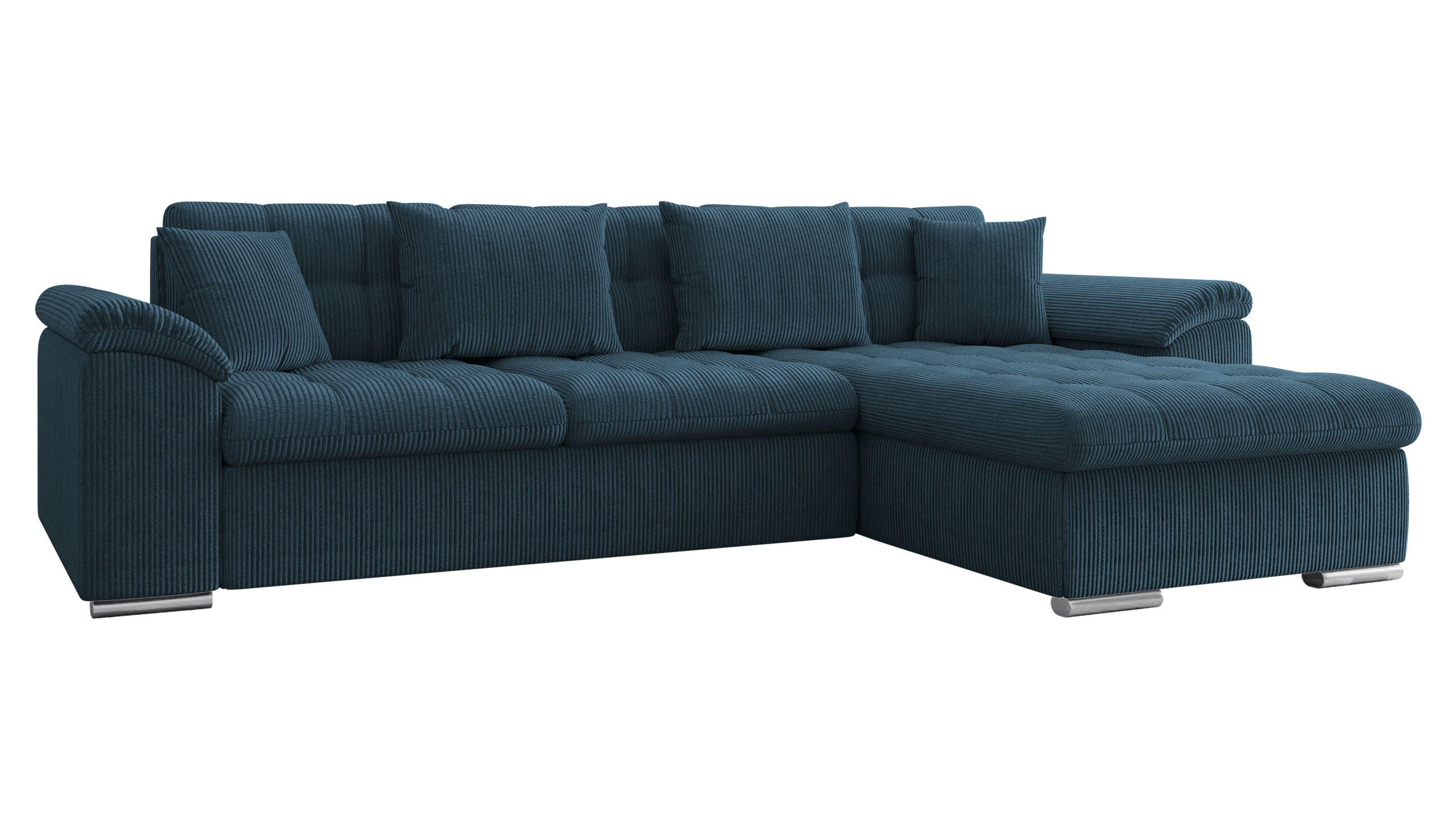 ECKSOFA Diana Cord, Seite: Rechts - Dunkelblau, Holz/Textil (280/160cm) - MIRJAN24