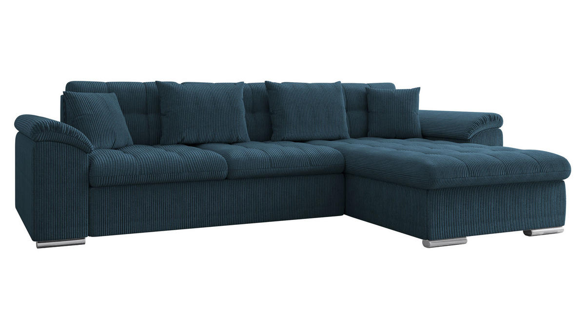 ECKSOFA Diana Cord, Seite: Rechts - Dunkelblau, Holz/Textil (280/160cm) - MIRJAN24