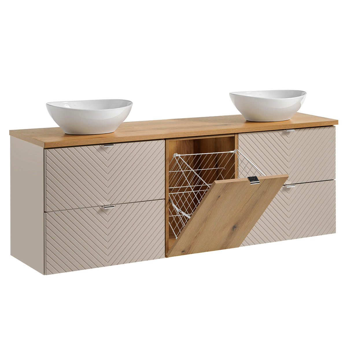DOPPELWASCHTISCH 160.4cm Manoa Kaschmir - Beige, Holzwerkstoff (160.4/59/40cm) - Petits-meubles