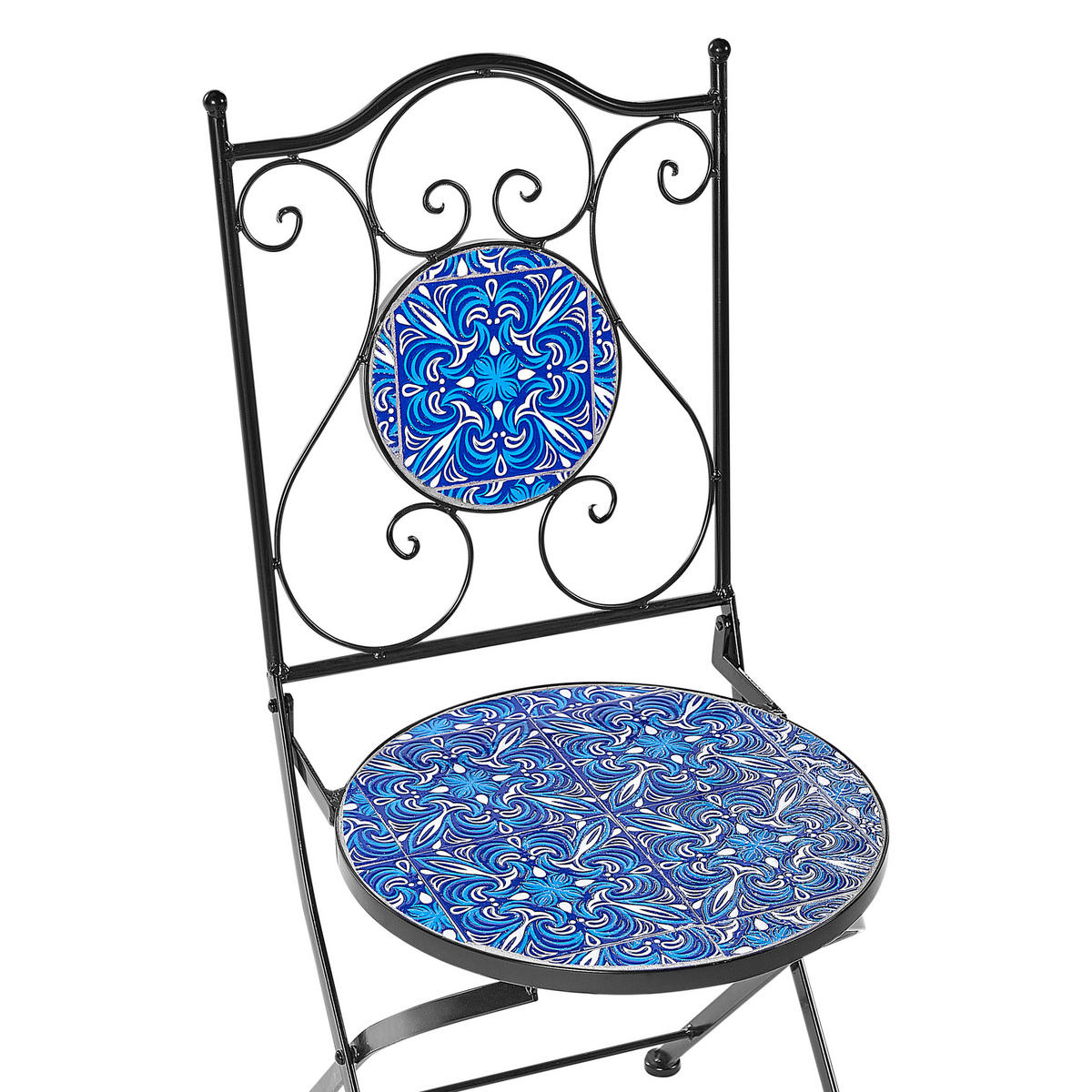 BALKONSET 2-Sitzer schwarz Cigliano - Blau/Schwarz, Metall - Beliani