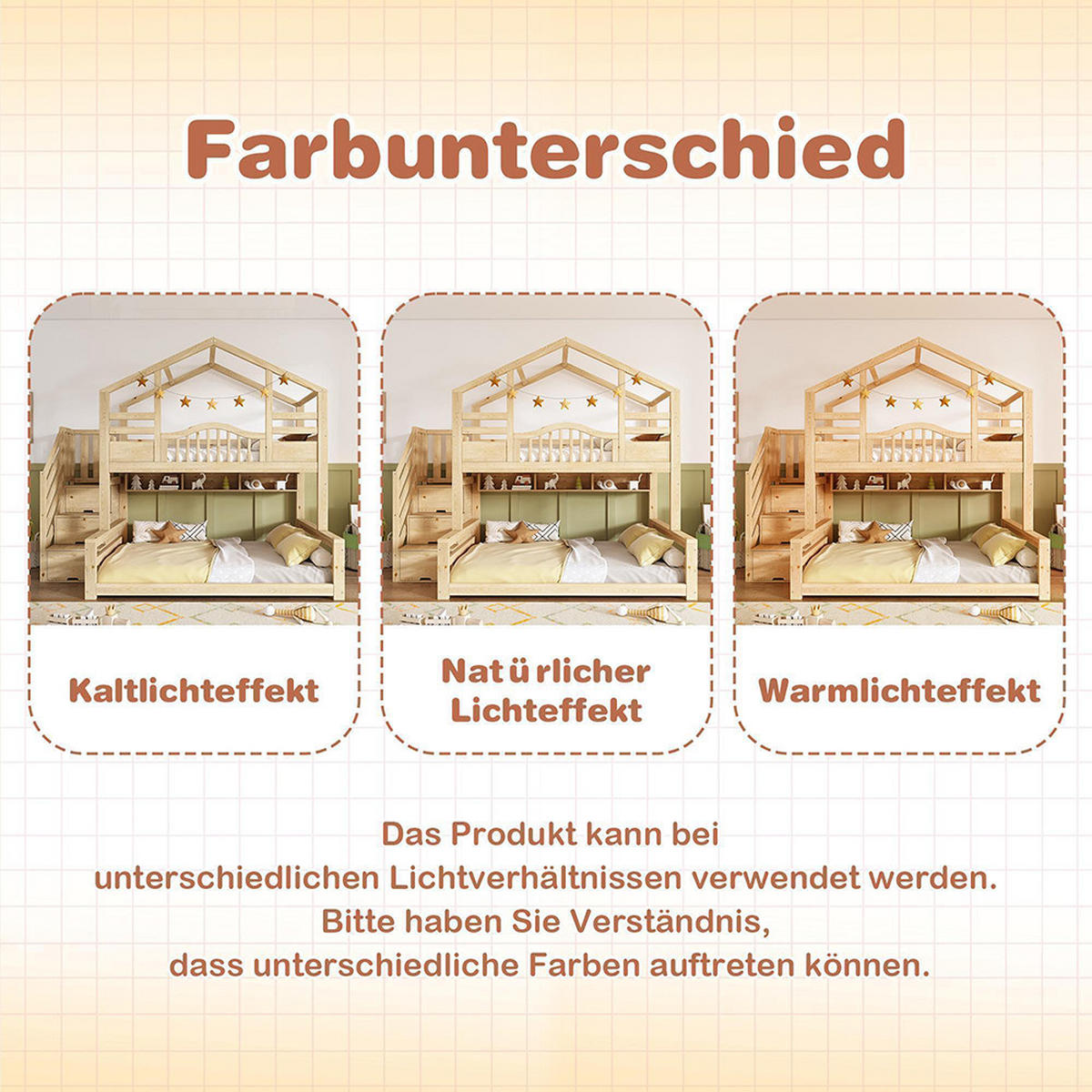 HAUSBETT 90x200 oben 140x200 unten mit Treppenschrank in Hell Natürlich - Naturfarben, Holz (140/200cm) - KOMHTOM